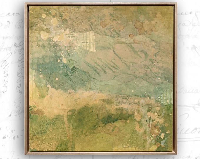 Abstract Collage Painting in Pastel Colors : Original Mixed Media Abstract Art (16x16)