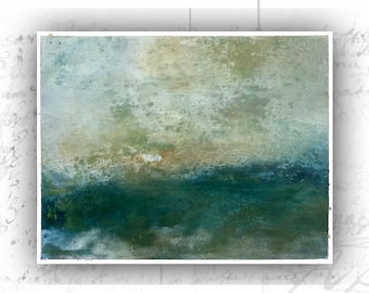 Abstract Painting of ChurningSeascape, Unframed Painting of Abstract Seascape, Original Cold Wax Landscape