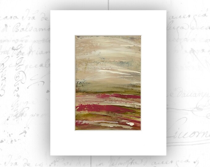 Unframed Abstract Pasture Painting, Cold Wax and Oil Landscape on Paper
