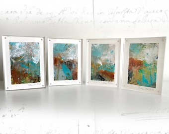 Acrylic Abstract Painting in Lucite Magnetic Frame (5x7)