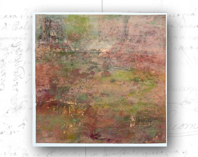 Abstract Landscape Painting, Unframed Landscape Painting, Cold Wax Painting, Unframed Art on Paper