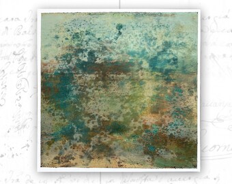 Abstract Landscape Painting in Soft Colors, Unframed Landscape Painting, Cold Wax Painting, Unframed Art on Paper