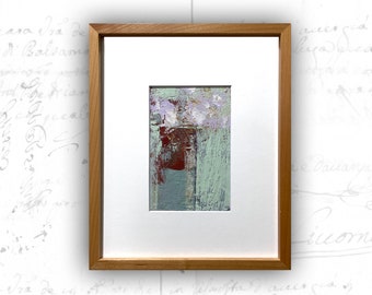 Framed Painting of Purple Flowers — Small Cold Wax and Oil Abstract Floral Painting