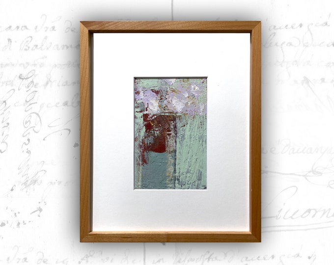 Framed Painting of Purple Flowers — Small Cold Wax and Oil Abstract Floral Painting