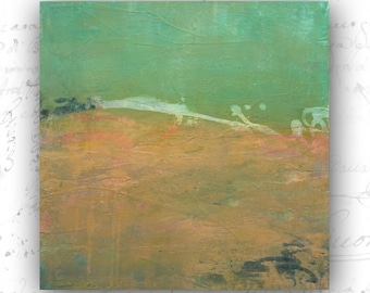Original Abstract Landscape Painting: Mixed Media on Wood (16x16)