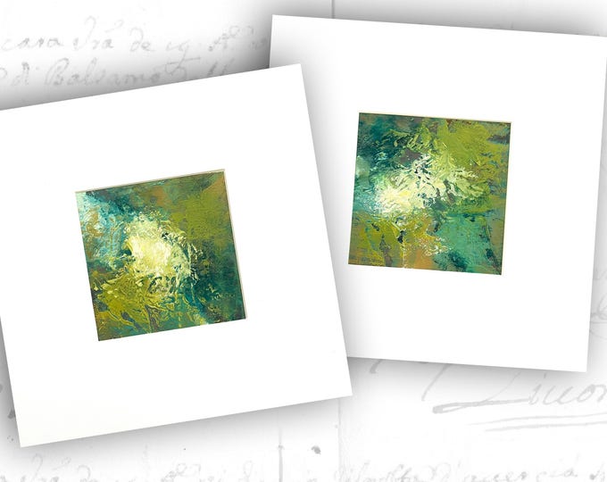 Unframed 5 x 5 Abstract Paintings in Jewel Tones, Unframed Small Abstract Landscapes, Mini Cold Wax and Oil Paintings