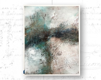 Original Cold Wax Landscape Painting: Abstract Pastel Colors (8x10)
