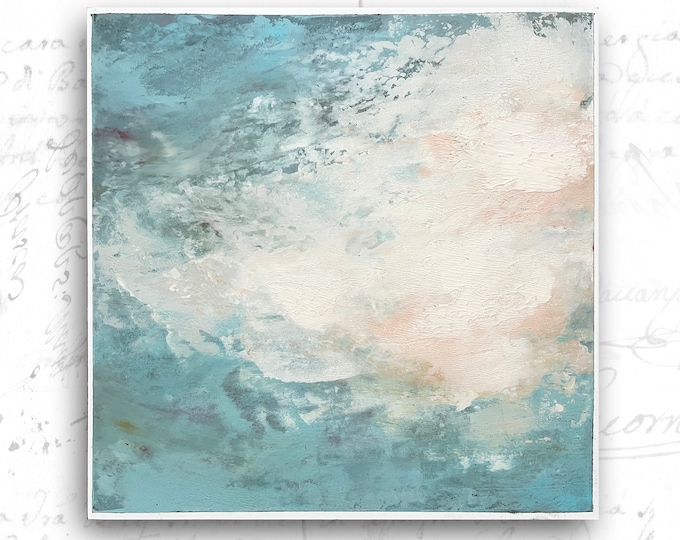 Unframed Abstract Cloud Painting, Cold Wax Painting, Unframed Art on Paper