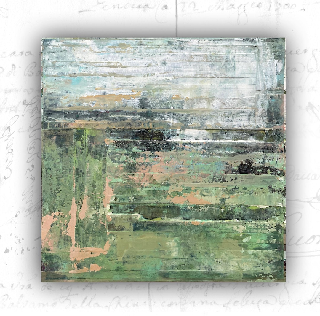 抽象風景画：コールドワックスと油彩、紙（8×8インチ） - Etsy 日本