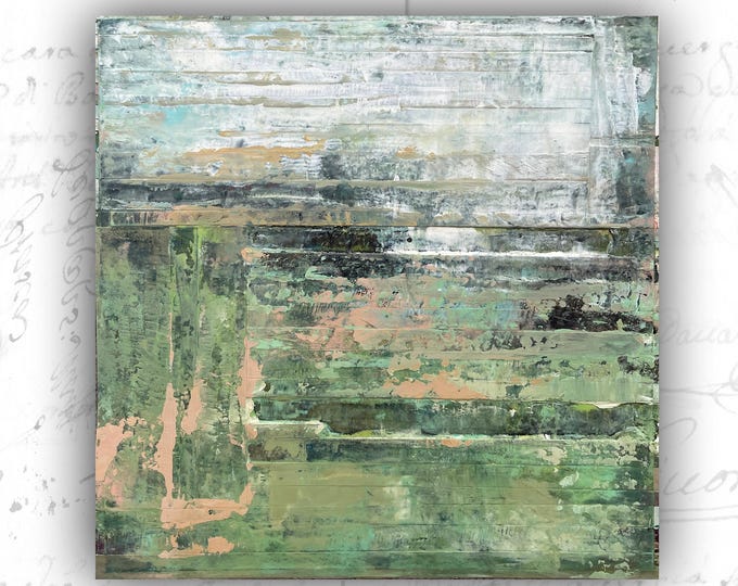 Abstract Landscape Painting: Cold Wax & Oil on Paper (8x8)