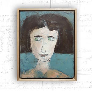 Original Kaltwachs Ölgemälde: Frauenportrait, gerahmt