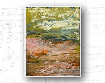 Abstract Landscape Painting in Vibrant Colors,  Unframed Original Painting, Cold Wax and Oil Painting