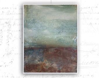Original Landscape Painting in Fall Colors, Cold Wax Painting of Fall Landscape, Unframed Landscape Painting