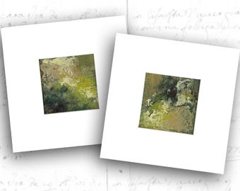 Unframed Set of Mini Abstract Landscape Paintings, Small Abstract Landscapes in Mats, Unframed 4x4 Landscape Paintings