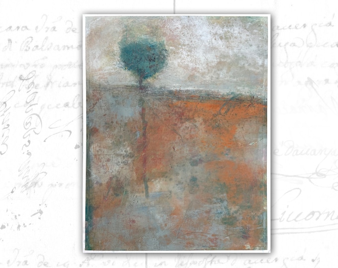 Unframed Original Painting of Abstract Landscape, Original Landscape in Cold Wax and Oil
