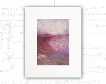 Impressionist Painting of Lakeshore in Burgundy Hues