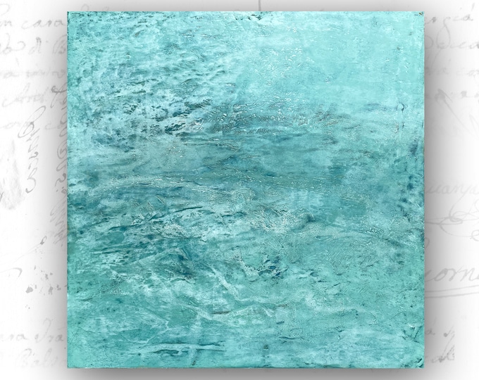 Original Seascape Painting: Abstract Cold Wax & Oil Ocean Scene