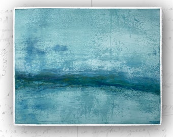 Original Painting of Abstract Ocean Scene, Original Wall Decor, Unframed Painting, Cold Wax Painting