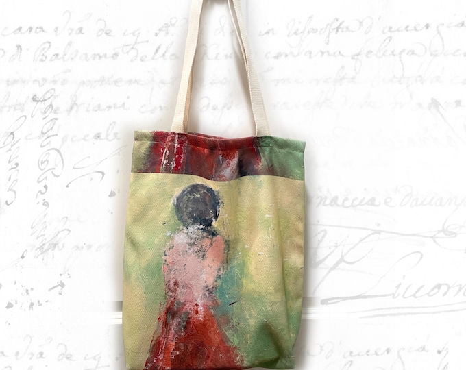 Tote Bag with Abstract Artwork, Resuable Tote Bag, Washable Tote Bag, Shopping Bag with Art