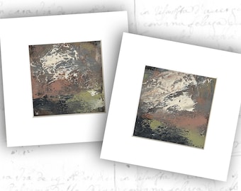 Unframed 5 x 5 Abstract Paintings in Turquoise and Green, Unframed Small Abstract Landscapes, Mini Cold Wax and Oil Paintings