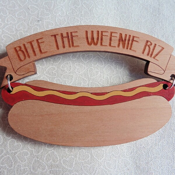 Grease "Bite the weenie Riz" Hot dog brooch