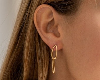 Orecchini A Perno Suejin – Quadrati Irregolari In Argento 925 Placcato Oro 18k – Ipoallergenici Con Confezione Regalo E Biglietto
