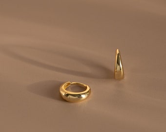 14mm drop-shaped Creole earrings made of sterling silver and 24k gold plated