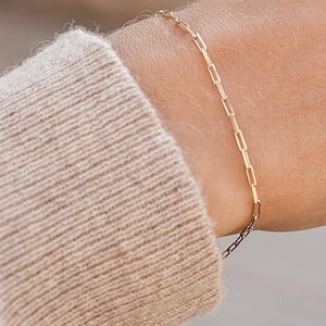 Gold Link Chain Bracelet, Cable Link Chain Bracelet, thin Chain Bracelet, Silver Coin Bracelet, Layering Bracelet