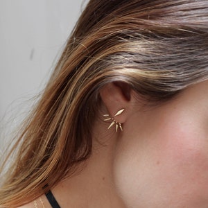 Ear jacket type earrings with spikes that peek out from behind, with triangles made of sterling silver image 5