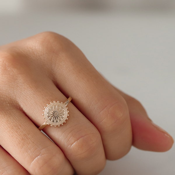 gold sun shape ring, beautiful Sun rays Polished silver Ring, Cute summer Style Ring