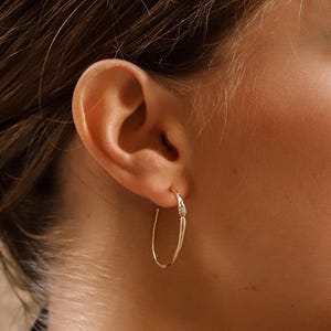 Delicate 24k Gold and 925 Sterling Silver Hoop Earrings, Lightweight Earrings with Cubic Zirconia, Elegant Jewelry