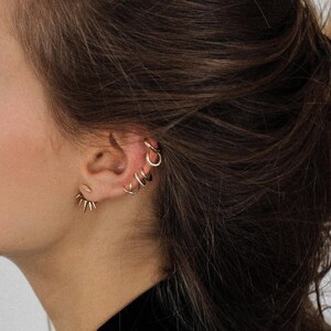 Ear jacket type earrings with spikes that peek out from behind, with triangles made of sterling silver image 6