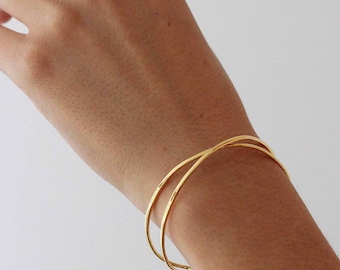 【美品】human made bangle gold Gold 7pcs/set Textured Plated Open Alloy Bangle Set