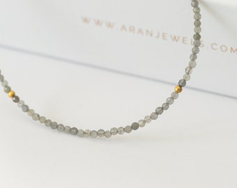 Necklace made of labradorite natural beads in sterling silver