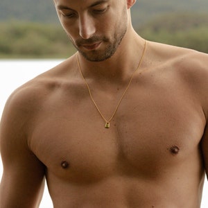 Sterling silver chain and padlock necklace for men.