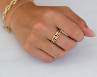 Bague triple en argent plaqué or