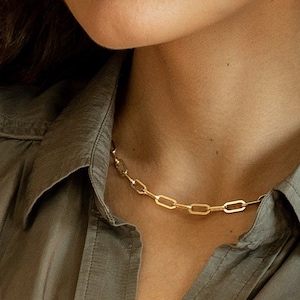 925 silver Thick oval link chain necklace, BOX chain necklace, Thick Oval Link 18k Gold Italian Chain Thick Chain Necklace