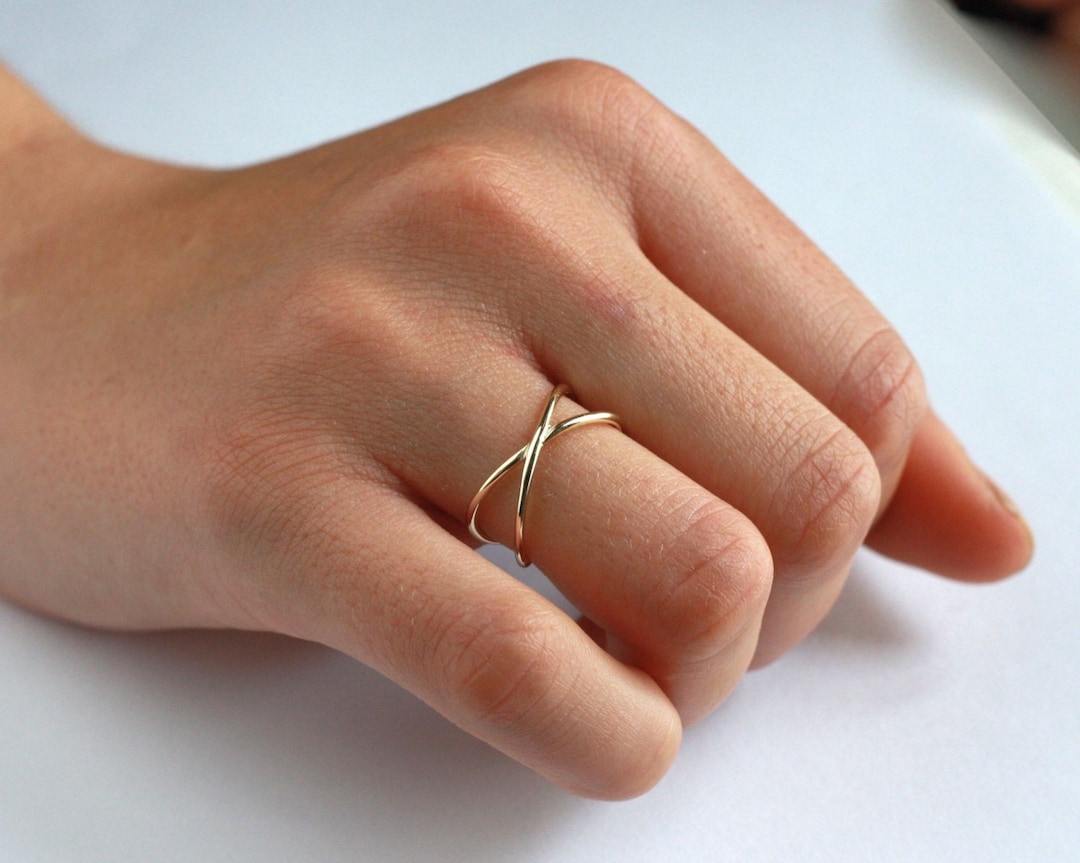 Buy X Shape Eternity Gold Ring, X Cross Sterling Silver Ring Infinity Ring  Online in India