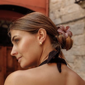 Dicke Doppeltropfenohrringe aus Sterlingsilber und 24 Karat vergoldet.