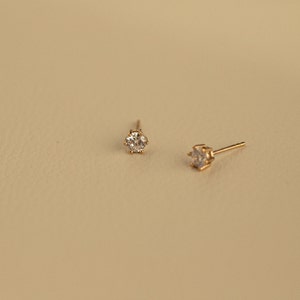 Solitaire earrings with 5mm six-claw zircon, simple and minimalist in 24k gold-plated sterling silver image 8