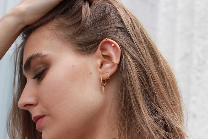 Crystal Rainbow Ear Cuff Rainbow pave ear cuff multicolour earcuff Rainbow midi ear cuff Sterling Silver Single Row Ear Cuff