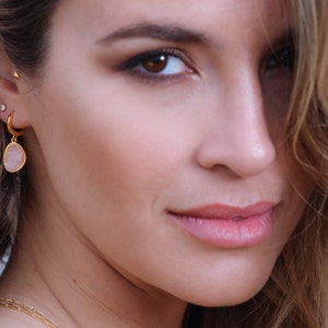 Rose Quartz Earrings, Gold Earrings, Drop Earrings, Teardrop Earrings, Gemstone Earrings, Dangle Earring, Rose Quartz Jewelry image 6