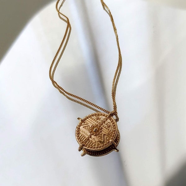 Unique vintage gold coin necklace maya,  Bohemian style Gold Necklace maya necklace