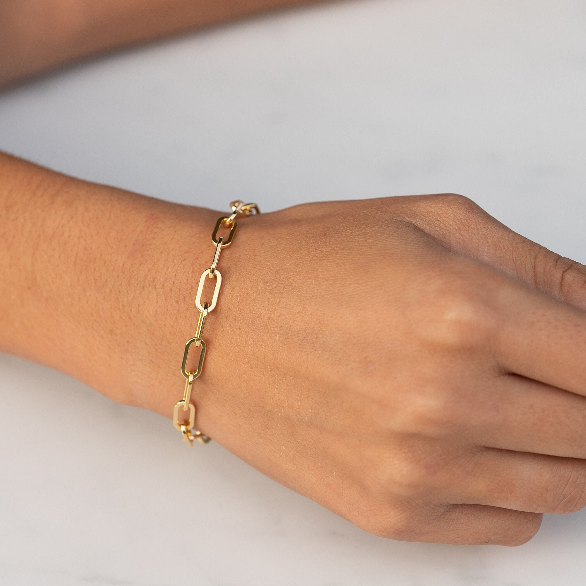 Beautiful Gold Silver Thick Oval Link Chain Bracelet, Thick