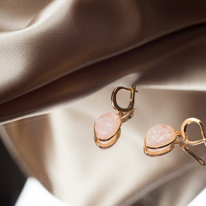 Rose Quartz Earrings, Gold Earrings, Drop Earrings, Teardrop Earrings, Gemstone Earrings, Dangle Earring, Rose Quartz Jewelry image 3