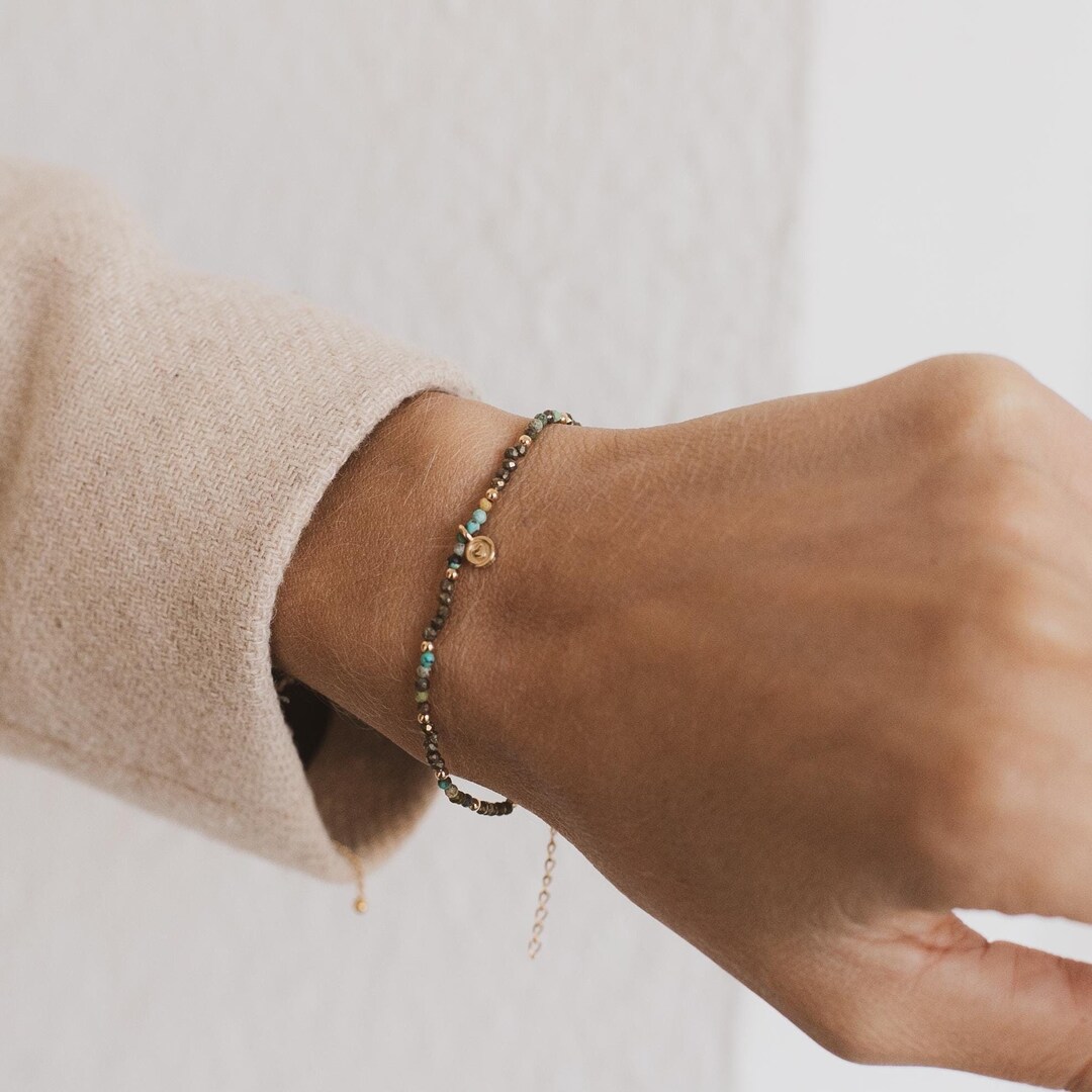 Alloy Inlaid Natural Stone Bracelet