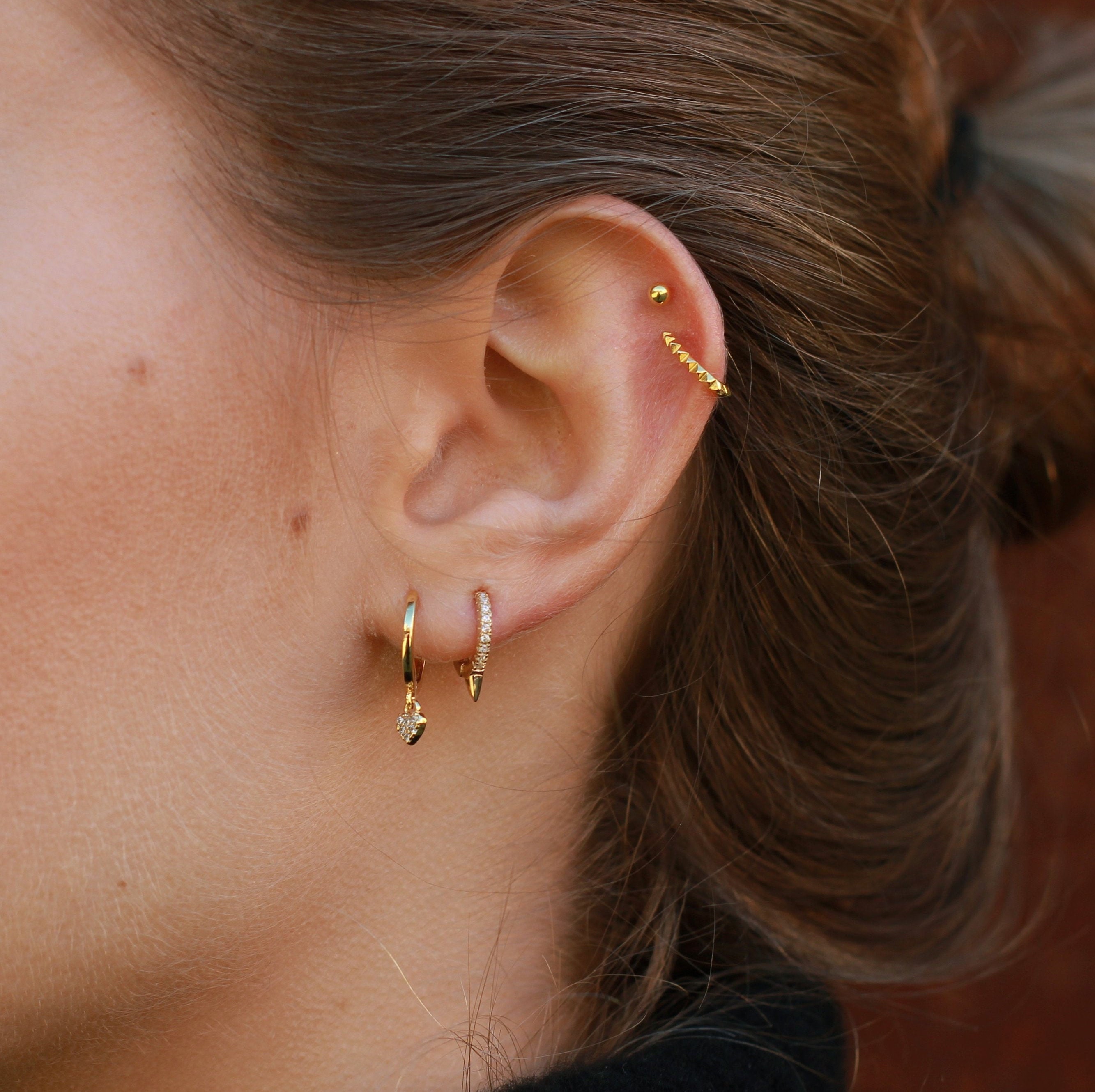 Set Di 3 Orecchini A Cerchio Piccoli In Oro Per Donna | Argento 925 Placcato 14K | Ipoallergenici E Leggeri | Per Stacking E Piercing Multipli