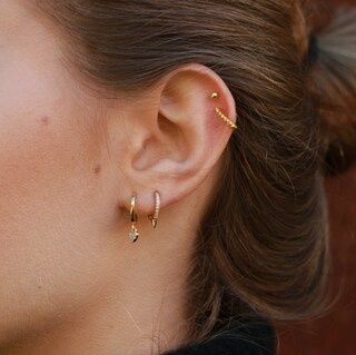 Set Di 3 Orecchini A Cerchio Piccoli In Oro Per Donna | Argento 925 Placcato 14K | Ipoallergenici E Leggeri | Per Stacking E Piercing Multipli