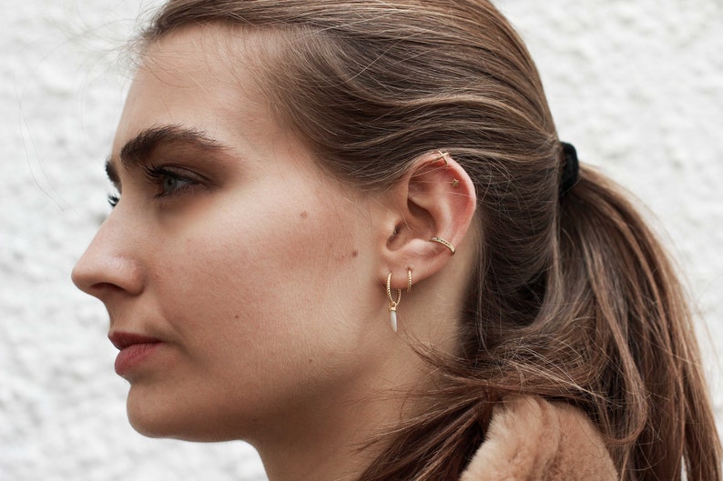 Crystal Rainbow Ear Cuff Rainbow pave ear cuff multicolour earcuff Rainbow midi ear cuff Sterling Silver Single Row Ear Cuff