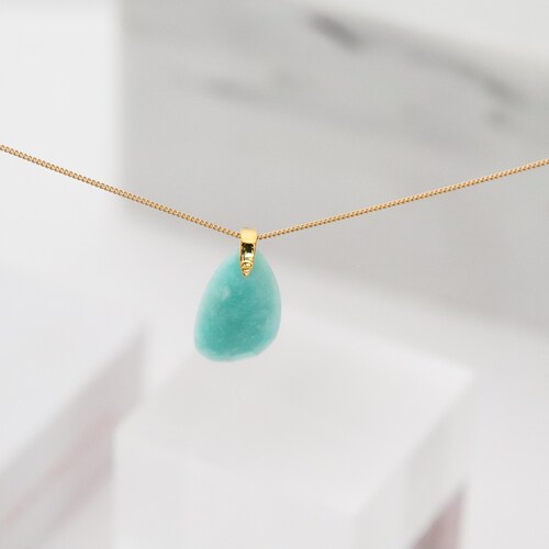 Gold Amazonite Drop Necklace Amazonite 